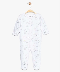 pyjama bebe en velours fermeture devant avec motifs ratons laveurs blanc pyjamas velours8952301_1