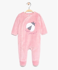 pyjama bebe fille en velours a petit volant et motif coccinelle rose pyjamas velours8952401_1