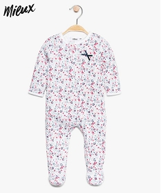 pyjama bebe fille en coton bio avec motifs fleuris multicolore pyjamas ouverture devant8952501_1