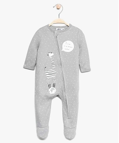 pyjama bebe zippe en coton biologique motif girafe gris pyjamas ouverture devant8952601_1