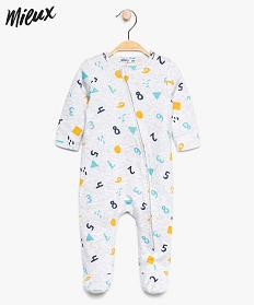 pyjama bebe zippe en jersey de coton bio imprime gris pyjamas ouverture devant8952701_1