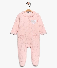 pyjama bebe fille a motifs pois et col claudine rose pyjamas ouverture devant8952901_1