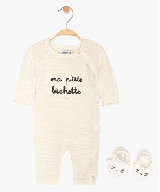 ensemble bebe fille (2 pieces)   chaussons pyjama en maille blanc8953401_1