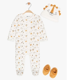 ensemble bebe garcon (3 pieces)   pyjama chaussons bonnet blanc8953801_1