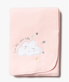 couverture bebe en maille polaire avec motif nuage brode rose8954201_1