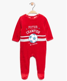 pyjama bebe en velours avec motif ballon de foot rouge8957001_1