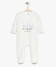 pyjama bebe en velours avec motifs etoiles et lapin brode blanc pyjamas velours8957201_1