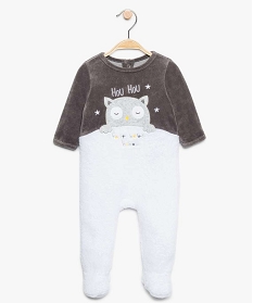 pyjama bebe en velours et maille peluche motif hibou gris pyjamas velours8958001_1