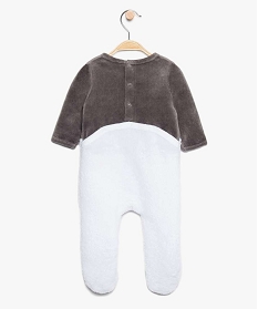 pyjama bebe en velours et maille peluche motif hibou gris8958001_2