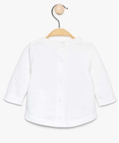 tee-shirt bebe a manches longues et imprime en coton bio blanc8958601_2