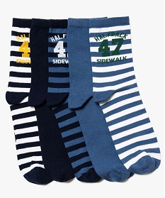 chaussettes garcon tige haute avec motifs rugby (lot de 5) bleu8966501_1