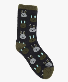 chaussettes garcon tige haute imprime lapins vert8967901_1