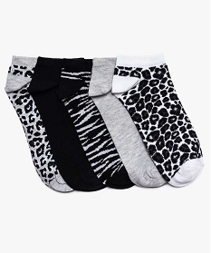 chaussettes femme ultra courtes avec motifs leopard (lot de 5) noir8968801_1