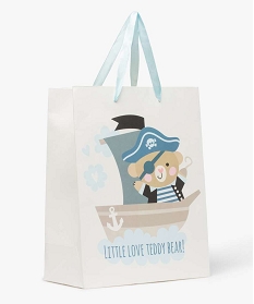 GEMO Pochette cadeau bébé avec motifs marin en papier recyclé Blanc