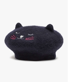 beret fille avec motif chat brode et en relief bleu8973301_1