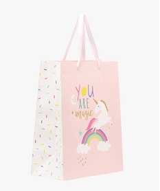 sac cadeau enfant motif licorne et paillettes en papier recycle rose8975101_3
