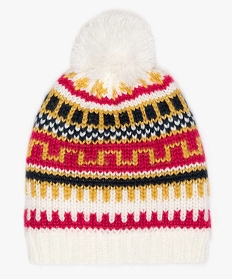 bonnet fille multicolore avec doublure polaire et pompon multicolore foulards echarpes et gants8976901_1