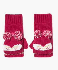 moufles fille 2-en-1 a motif animal rose foulards echarpes et gants8977901_1