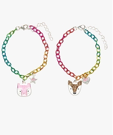bracelets fille en metal colore avec pampilles pailletees (lot de 2) multicolore autres accessoires fille8979801_1