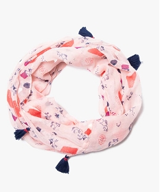 foulard snood fille avec motifs licornes et pompons rose sacs bandouliere8982201_1