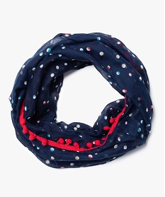 foulard snood fille a motifs pois multicolores bleu sacs bandouliere8982301_1