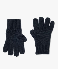 gants garcons unis en maille torsadee bleu8984701_1