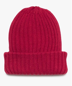 GEMO Bonnet femme en bord-côte à revers Rose