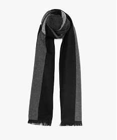 GEMO Echarpe homme à rayures et finitions franges Gris
