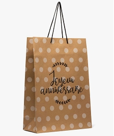 sac cadeau anniversaire en papier kraft recycle a pois brun8990401_1