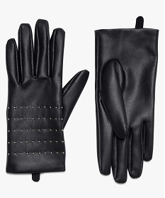gants femme doubles feutre avec clous decoratifs noir8992501_1