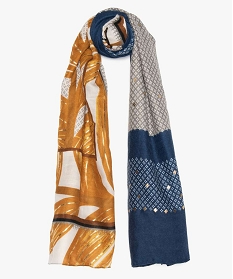 foulard femme grandes dimensions a motifs et details dores blanc8997901_1