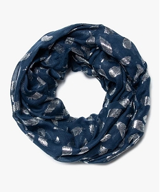 foulard femme snood a plumes brillantes en polyester recycle bleu8998501_1