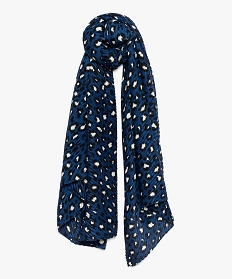 foulard femme effet gaufre a motif leopard bleu8998801_1