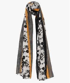 foulard femme oversize a motifs varies noir autres accessoires8999001_1