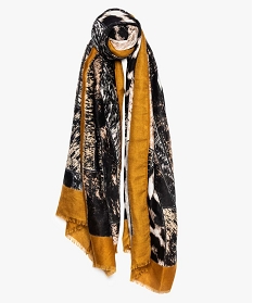 foulard femme motif animalier a franges orange sacs bandouliere8999801_1