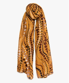 foulard femme grande longueur a motif pois multicolores jaune8999901_1
