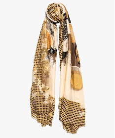 foulard femme a imprime multicolore jaune9000501_1