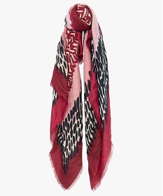 foulard femme imprime format carre rouge9000801_1