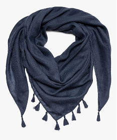foulard femme uni en maille texturee et finitions pompons gris sacs bandouliere9000901_1