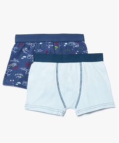 boxers garcon uni et a motifs en coton stretch (lot de 2) multicolore pyjamas9009501_1