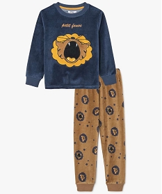 pyjama garcon en velours avec motif lion bleu9010901_1