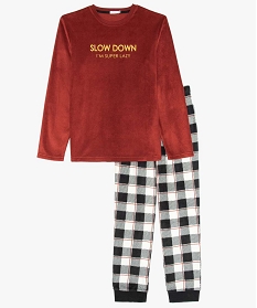 pyjama garcon en polaire avec pantalon a carreaux rouge pyjamas9020601_1