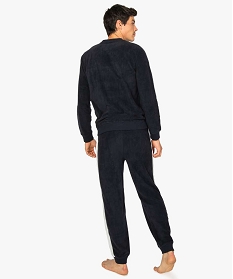 pyjama homme en maille polaire avec inscription sur lavant bleu