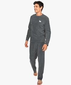 pyjama homme en maille polaire avec motif sur la poitrine gris pyjamas et peignoirs9024001_1