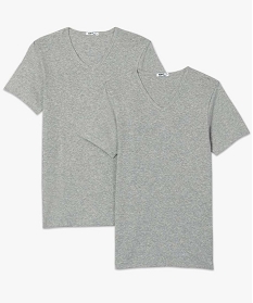 tee-shirt homme en coton biologique a col v (lot de 2) gris tee-shirts et debardeurs9024401_1