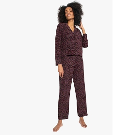 pyjama femme fluide boutonne a petits motifs violet9028101_1