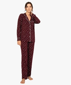 pyjama deux pieces femme   chemise et pantalon violet pyjamas ensembles vestes9028201_1