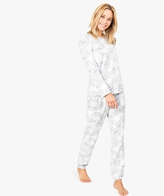 pyjama femme en polaire a imprime all over gris9028301_1