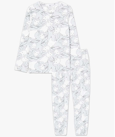 pyjama femme en polaire a imprime all over gris9028301_4