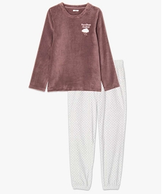 pyjama femme en matiere peluche imprimee rose9028601_4